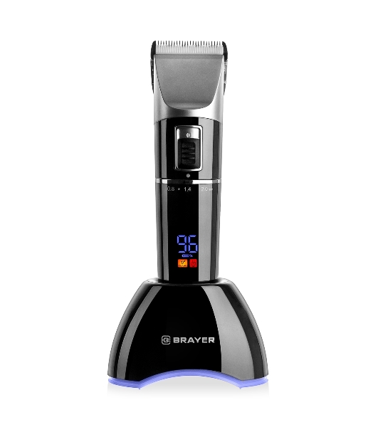 Машинка для стрижки BRAYER BR3402, LED-дисплей, 4 насад, турбо, титан. покр, регу. высоты лезвий