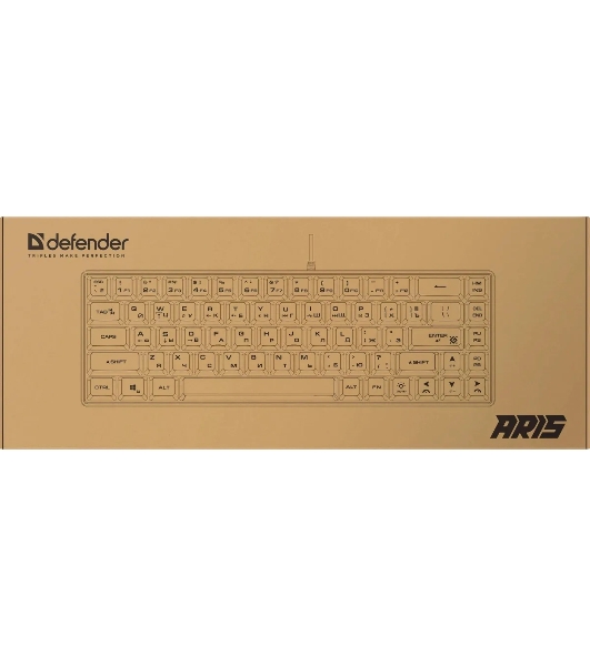 Клавиатура проводная игровая Defender Aris GK-349 RU,черный/белый,68кн+FN,радуж,1.5м