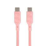 Кабель QUMO 32966 Type-C на Type-C, силиконовый, 1м, 3A, 60W, PD (розовый), фото 1