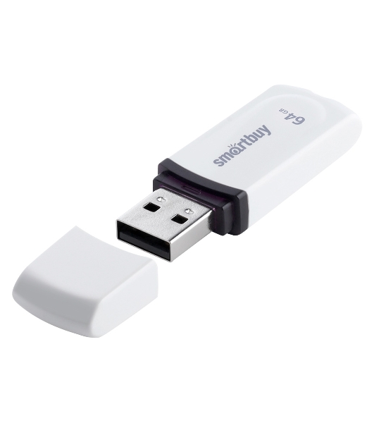 Флешка USB Smartbuy Paean white (SB64GBPN-W), 64Gb, USB 2.0, R/W 25/15, белый