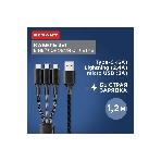Кабель Rexant USB 3в1 Type-С (6A), Lightning (2,4A), micro USB (3A) 1,2м, в черной оплетке, фото7