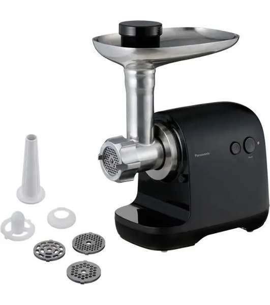 Мясорубка электрическая Panasonic MK-GX1710KTQ черный, 1700 Вт, 3.0 кг/мин, реверс, защита от перегрузки, металлический лоток, насадки - 5