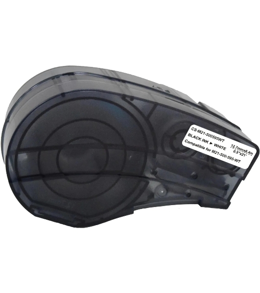 Картридж ленточный Cactus CS-M21-500595WT черный шрифт, белый фон (12.7 мм, 6.4 м) для Brady BMP21-PLUS, BMP21-LAB