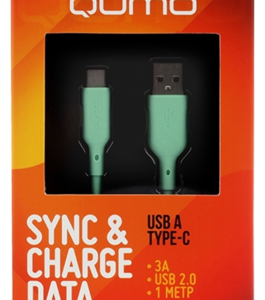 Кабель USB-A to Type-C, silica gel, 1м, 3A, 18W (gren)