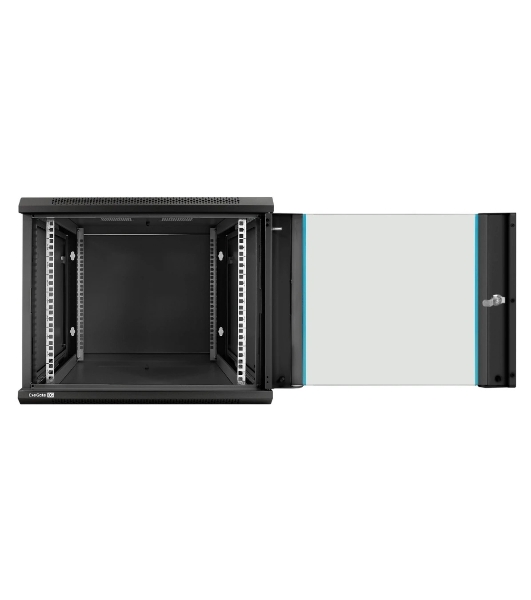 Шкаф телекоммуникационный 19' настенный 9U ExeGate EC-WM-9U.600.G.BLACK (19', 9U, 600x600x500мм (ШхГхВ), передняя дверь закаленное стекло, съемные боковые панели, пыле- и влагозащита IP23, черный RAL 9004)
