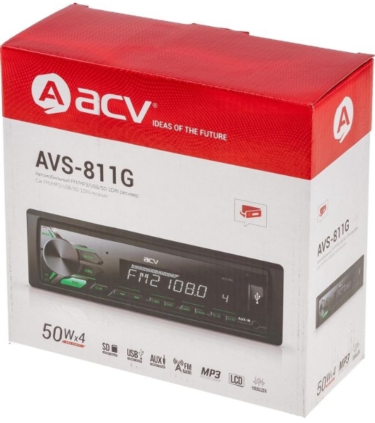 Автомагнитола ACV AVS-811G, 1 DIN, USB Type-A, AUX