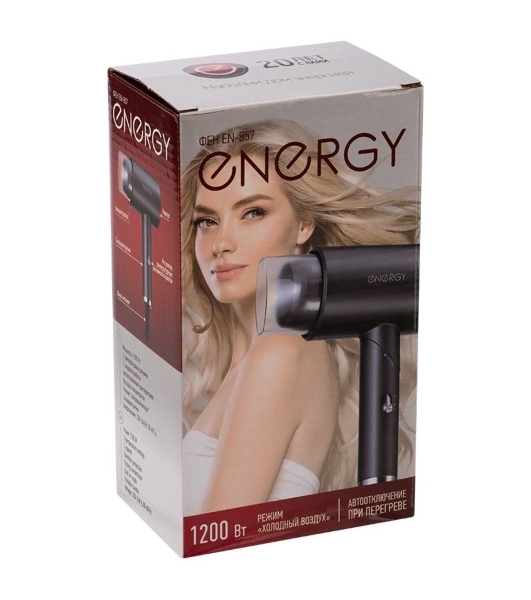 Фен Energy EN-857 черный, 1200 Вт, компактный