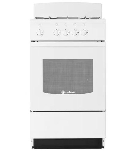Плита газовая De Luxe 5040.45Г (Щ) -001 белый, конфорок 4 газовых, духовка 46 л, 50 см x 85 см x 50 см