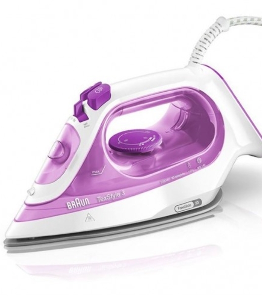 Утюг Braun SI 3030 PU белый/фиолетовый, 2300 Вт, 45 г/мин, 140 г/мин, 270 мл
