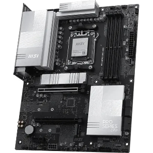 Материнская плата MSI PRO X870E-S EVO WIFI, AM5, AMD X870E, 4xDDR5 (до 256 ГБ), 4xSATA, 3xM.2 (1xPCIe 5.0, 2xPCIe 4.0), 1xPCIe 5.0 x16, 1xPCIe 4.0 x16, 1xPCIe x1, 1xHDMI, 1x5Gb LAN, Wi-Fi 7, Bluetooth 5.4, 1xUSB-C 40Gbps (USB4), 1xUSB-C 20Gbps, 2xUSB-A 10Gbps, 2xUSB-A 5Gbps, 4xUSB-A 2.0, 3x3.5 мм, 7.1, чёрный, ATX