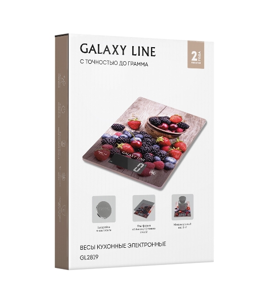 Весы кухонные Galaxy Line GL 2819, стекло, платформа из высокопрочного стекла, максимальный вес 8 кг