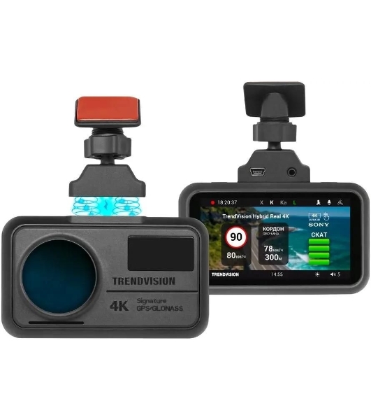 Видеорегистратор TrendVision Hybrid Signature Real 4K Max, 3840x2160, 3', GPS/ГЛОНАСС, Wi-Fi, G-сенсор, датчик движения, GPS-информатор