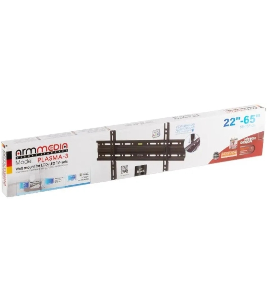 Кронштейн для телевизора Arm Media PLASMA-3 new черный, 22'-65' макс. 55 кг, настенный, фиксированный