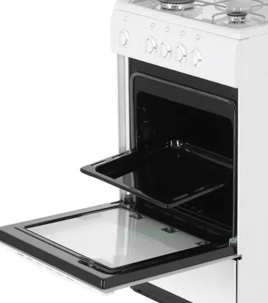 Плита газовая De Luxe 5040.45Г (Щ) -001 белый, конфорок 4 газовых, духовка 46 л, 50 см x 85 см x 50 см