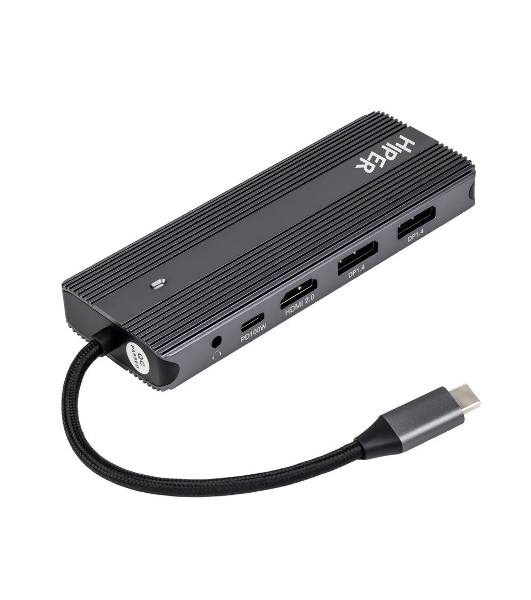 USB-концентратор HIPER HP-DS11-01, USB Type-C, USB Type-C/HDMI/USB-A/microSD/SD/DisplayPort/3.5мм/RJ45, USB