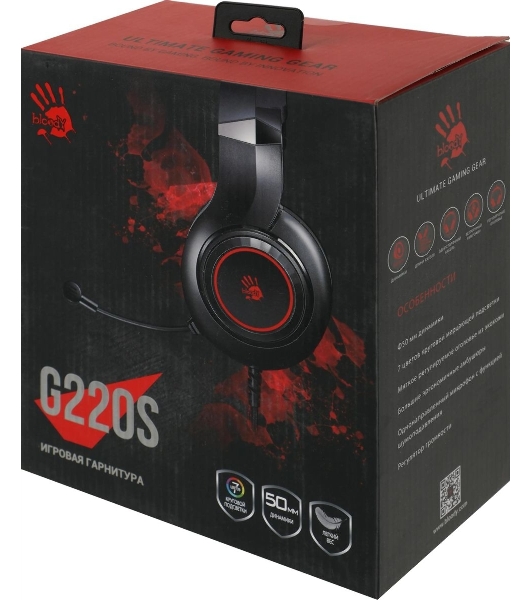 Гарнитура Bloody G220S чёрный, проводная, подсветка