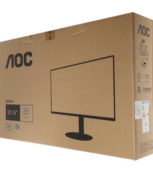 Монитор 31.5' AOC Q32V4 IPS 2560x1440, 75 Гц, 4 мс, 16:9, 250 кд/м2, 1xHDMI, 1xDP, 1x3.5 мм, черный