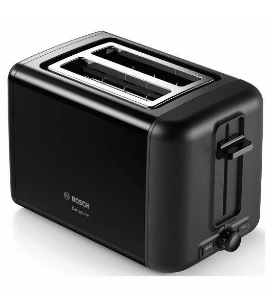 Тостер Bosch TAT3P423 черный, 970 Вт, 2 слота