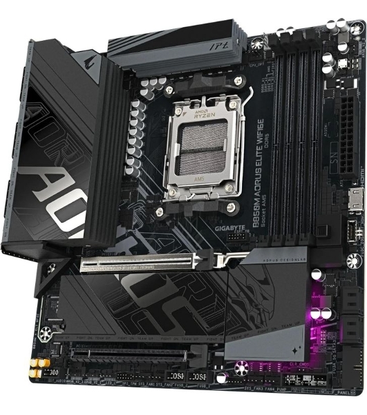 Материнская плата Gigabyte B850M AORUS ELITE WIFI6E, AM5, AMD B850, 4xDDR5, 4xSATA, 2xM.2, 1xPCIe 5.0 x16, 1xPCIe 3.0 x4, 1xDP (v1.4), 1x2.5Gb LAN, Wi-Fi 6E, Bluetooth 5.3, 2xUSB-C 10Gbps, 2xUSB-A 10Gbps, 5xUSB-A 5Gbps, 4xUSB-A 2.0, S/PDIF, 2x3.5 мм, 7.1, mATX