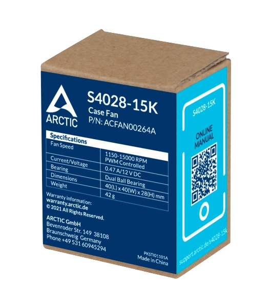 Вентилятор для корпуса Arctic S4028-15K черный, 40 мм, 15000 об/мин, 4 pin