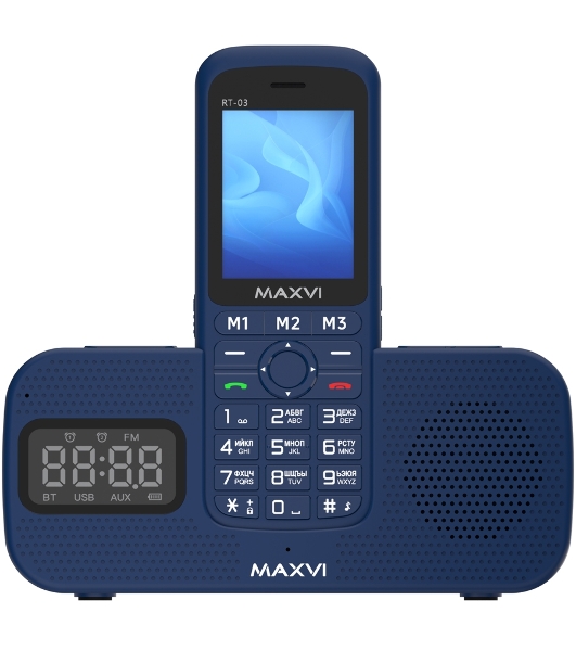Мобильный телефон Maxvi RT-03 + док-станция, синий