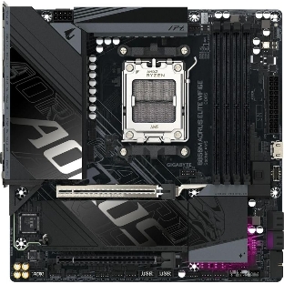Материнская плата Gigabyte B850M AORUS ELITE WIFI6E, AM5, AMD B850, 4xDDR5, 4xSATA, 2xM.2, 1xPCIe 5.0 x16, 1xPCIe 3.0 x4, 1xDP (v1.4), 1x2.5Gb LAN, Wi-Fi 6E, Bluetooth 5.3, 2xUSB-C 10Gbps, 2xUSB-A 10Gbps, 5xUSB-A 5Gbps, 4xUSB-A 2.0, S/PDIF, 2x3.5 мм, 7.1, mATX