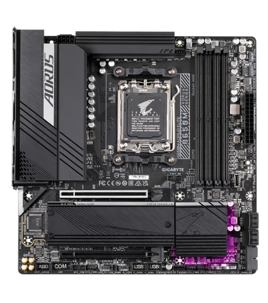 Материнская плата Gigabyte B650M AORUS ELITE, Socket AM5, AMD B650, 4xDDR5, 4xSATA, 2xM.2, 1xPCI-E 4.0 x16, 1xPCI-E 4.0 x4, 1xHDMI, 1xDP, 1x 2.5Gb LAN, 5xUSB-A 3.2 Gen 1, 2xUSB-A 3.2 Gen 2, 4xUSB-A 2.0, 1xUSB-C 3.2 Gen 2, 2x3.5 мм, 7.1, Micro-ATX