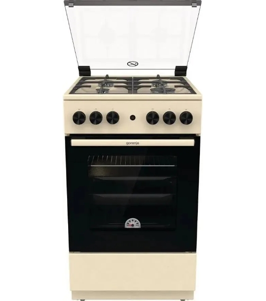 Плита газовая Gorenje GG5A21BEF бежевый, конфорок 4 газовых, духовка 70 л, 50 см x 85 см x 59.4 см