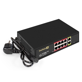 Коммутатор ExeGate EDGS-1010D.8PoE-120W, 8×1 Гбит/с PoE + 2×1 Гбит/с, неуправляемый
