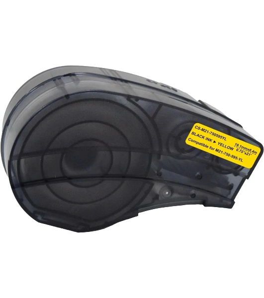 Картридж ленточный Cactus CS-M21-750595YL черный шрифт, желтый фон (19.1 мм, 6.4 м) для Brady BMP21-PLUS, BMP21-LAB