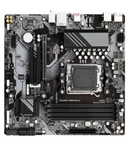 Материнская плата Gigabyte A620M GAMING X, Micro-ATX, AM5, AMD A620, 4xDDR5, 4xSATA, 1xM.2, 1xPCI-E 4.0 x16, 1xPCI-E x1, 1xHDMI, 1xDP, 1x 1Gb LAN, 1xUSB 3.2 Gen 2, 2xUSB 2.0, 2xUSB 3.2 Gen 1, 3x3.5мм, 7.1, ATX