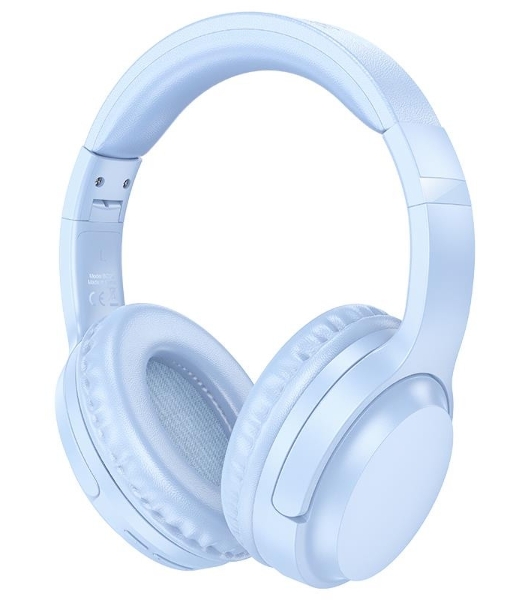 Беспроводные/проводные наушники Borofone BO25 синий, накладные, Bluetooth + проводной, складная конструкция, микрофон, до 30 ч