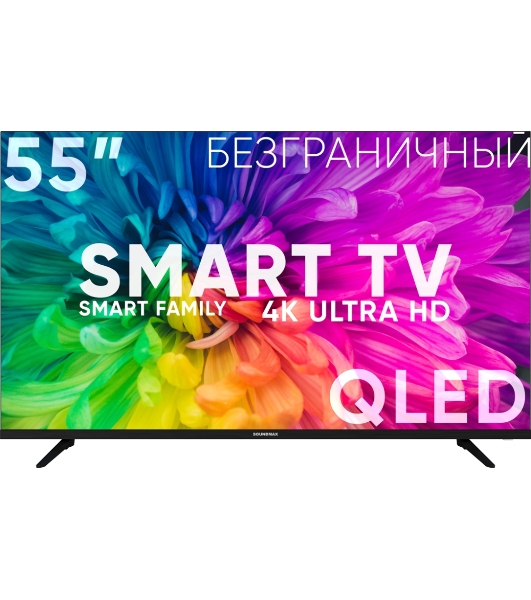 Телевизор Soundmax 55' SM-QLED55T21SU черный QLED UHD 60Hz Android TV