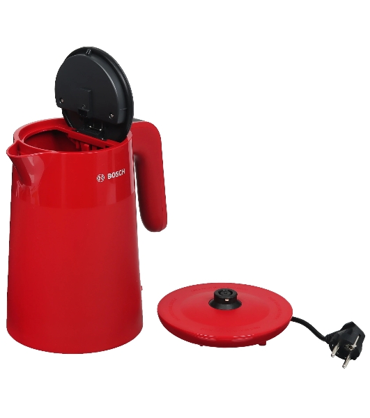 Электрочайник Bosch TWK2M164 красный, 1.7 л, 2400 Вт, скрытый нагревательный элемент