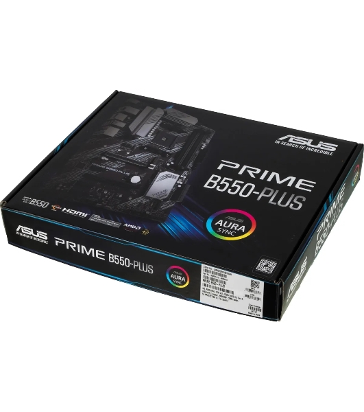 Материнская плата ASUS PRIME B550-PLUS, AM4, AMD B550, 4xDDR4, 6xSATA, 2xM.2, 1xPCIe 3.0 x16, 1xPCIe 4.0 x16, 3xPCIe x1, 1xDP, 1xHDMI, 1x 1Gb LAN, 1xUSB 3.2 Gen 2, 4xUSB 3.2 Gen 1, 2xUSB 2.0, 5x3.5 мм, 7.1, ATX