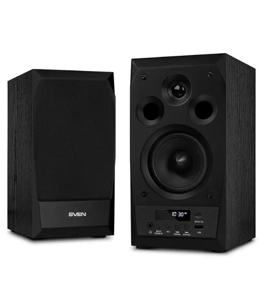 Акустическая система 2.0 SVEN MC-10, чёрный, мощность 2x25Вт (RMS), FM-тюнер, USB/microSD, дисплей, пульт ДУ, Bluetooth SVEN MC-10, чёрный, акустическая система 2.0, мощность 2x25Вт (RMS), FM-тюнер, USB/microSD, дисплей, пульт ДУ, Bluetooth