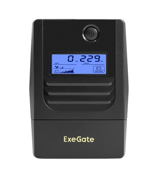 Источник бесперебойного питания ExeGate Smart LB-500.LCD.AVR.2SH (500VA/300W, LCD, AVR, 2*Schuko, батарея 12V 4.5Ah, черный)