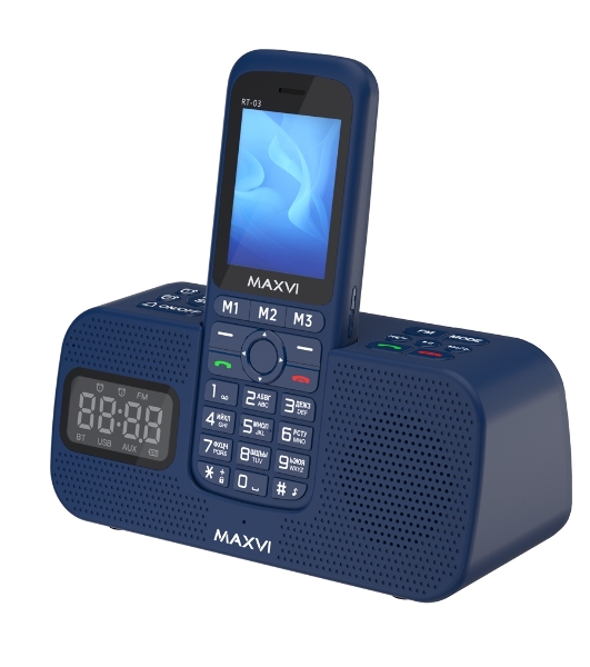 Мобильный телефон Maxvi RT-03 + док-станция, синий