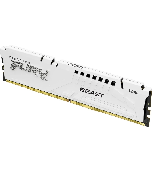 Оперативная память Kingston Fury Beast, DDR5, 32Gb (1x32Gb), 5600MHz, CL36, DIMM, с радиаторами, белый