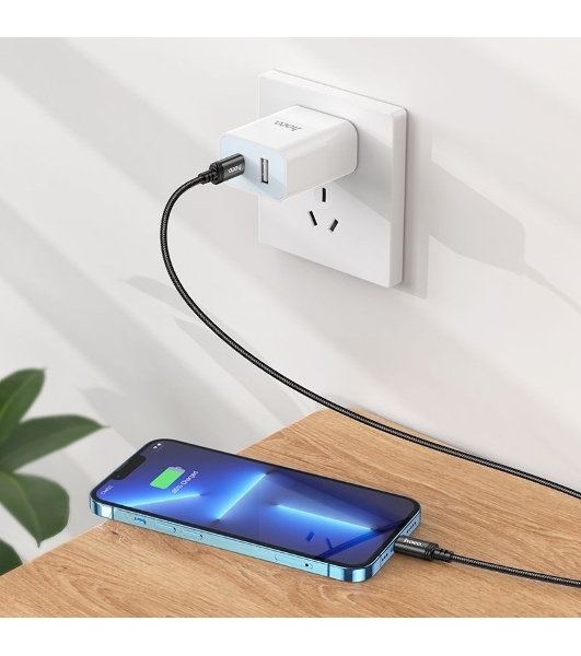 Кабель Hoco X89 Wind iP USB Type-C (m)-Lightning (m) 1м черный коробка