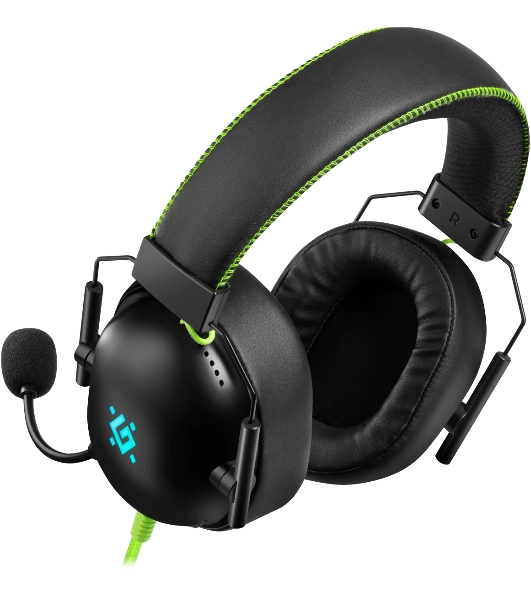Гарнитура Defender Toxic чёрный, проводная, USB / mini jack 3.5 мм, подсветка