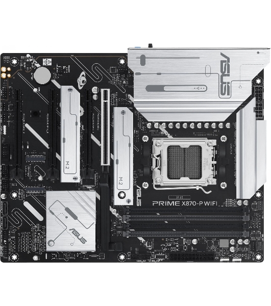 Материнская плата ASUS PRIME X870-P WIFI, AM5, AMD X870, 4xDDR5, 2xSATA, 4xM.2, 1xPCI-E 5.0 x16, 2xPCI-E 4.0 x1, 1xHDMI, 2xUSB-C, 1x 2.5Gb LAN, 4xUSB-A 3.2 Gen 1, 1xUSB-A 3.2 Gen 2, 4xUSB-A 2.0, 3x3.5 мм, 7.1, 1xWi-Fi 7, ATX