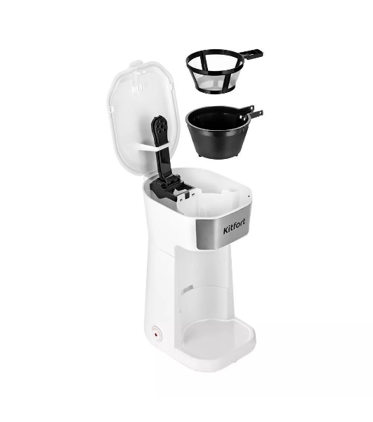 Кофеварка капельная Kitfort КТ-7411 белый/нержавеющая сталь, исп. кофе - молотый, 0.4 л, 450 Вт