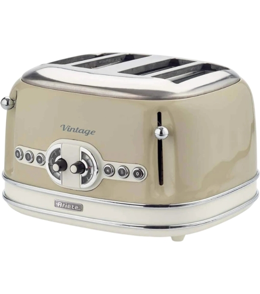 Тостер Ariete Vintage 156 бежевый, 1600 Вт, 4 слота