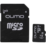 Флеш карта QUMO MicroSDXC 64Gb 90/45 МБ/с UHS-I U3, Pro seria 3.0, адаптер в комплекте SD, красная картонная упаковка, фото2