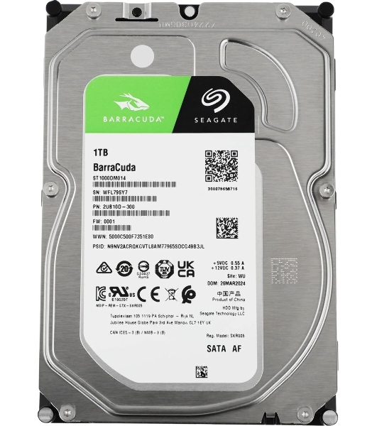 Жесткий диск Seagate BarraCuda 1TB Serial ATA III, 7200 rpm, 256mb buffer