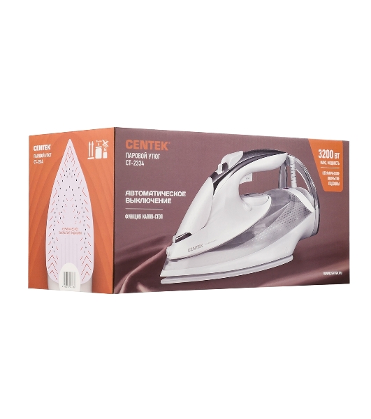 Утюг Centek CT-2334 белый/хром, 3200 Вт, 50 г/мин, 195 г/мин, 300 мл