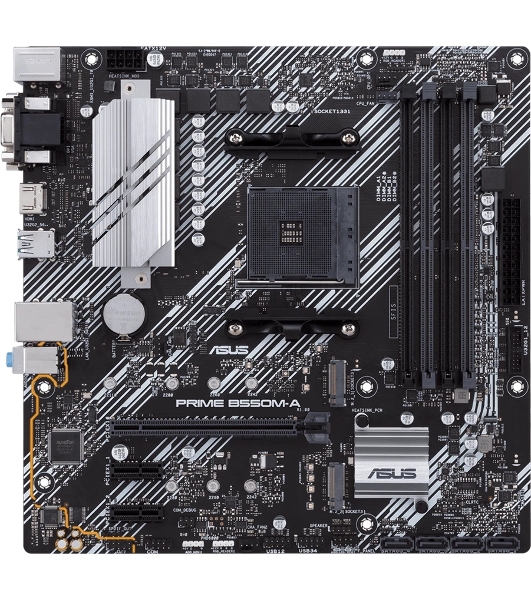 Материнская плата ASUS PRIME B550M-A/CSM, AM4, AMD B550, 4xDDR4, 4xSATA, 2xM.2, 1xPCIe 4.0 x16, 1xPCIe 3.0 x16, 2xPCIe 3.0 x1, 1xVGA, 1xDVI, 1xHDMI, 1x1Gb LAN, 2xUSB-A 10Gbps, 4xUSB-A 5Gbps, 3x3.5 мм, 7.1, mATX