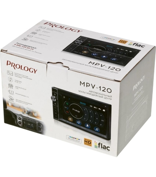 Автомагнитола Prology MPV-120, 2 DIN, 6.2', Bluetooth, USB Type-A, AUX, пульт ДУ