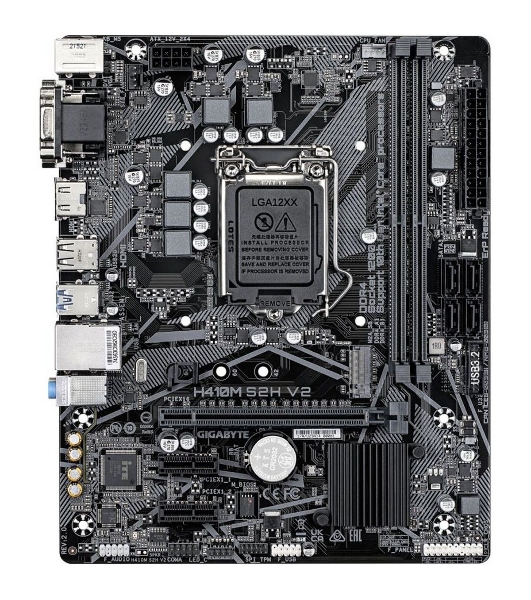 Материнская плата Gigabyte H410M S2H V2 2.1, LGA 1200, Intel Q470, 2xDDR4, 4xSATA, 1xM.2, 1xPCIe 3.0 x16, 2xPCIe x1, 1xHDMI, 1xDVI-D, 1xVGA, 1x 1Gb LAN, 2xUSB-A 3.2 Gen 1, 4xUSB-A 2.0, 3x3.5 мм, 7.1, mATX